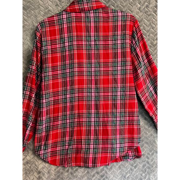 Victoria's Secret 2 pc Holiday Pj's Size S Festive Red, Green and Gold Plaid - Picture 6 of 8